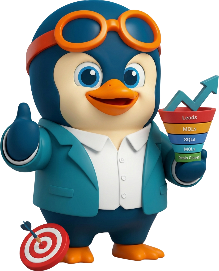 The PenguinPilot penguin dressed for Sales CRM